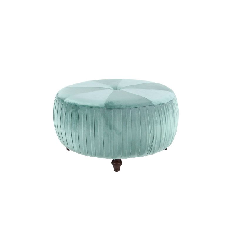Large Round Velvet Pouf Ottoman Blue - Olivia & May
