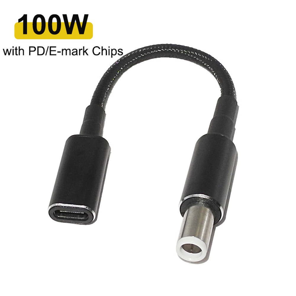 100W USB-C Type C Female to 7.4x5.0mm PD Charger Power Cable for Dell 90W or below Laptops