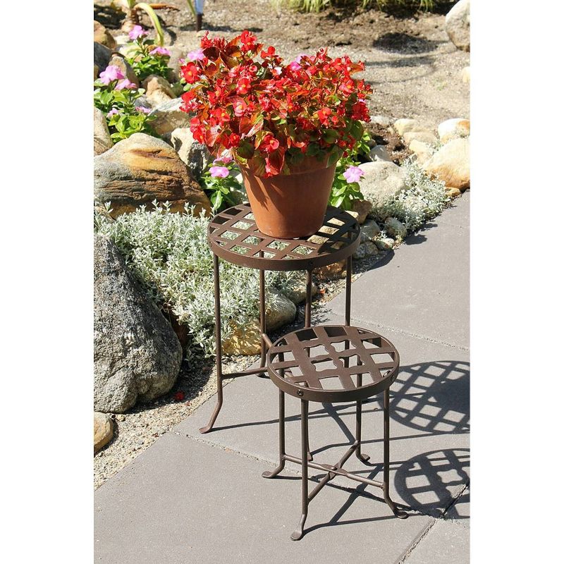 Small Round Iron Table Flowers Plant Stand - ACHLA Designs