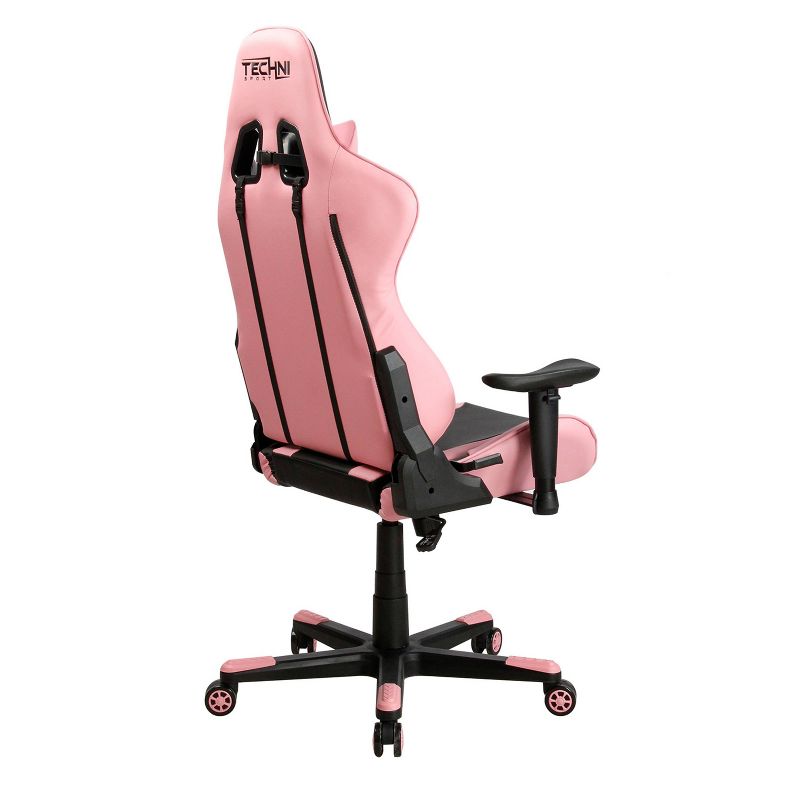 Ergonomic High Back Racer Style PC Gaming Chair Pink - Techni Sport
