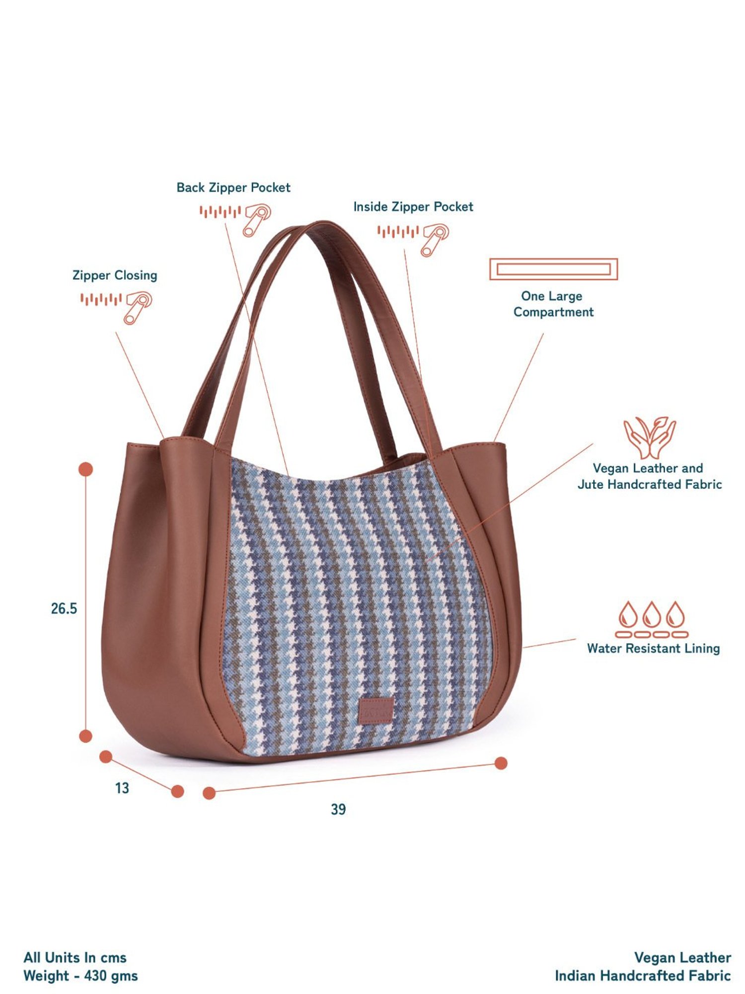 ZOUK Bombay Houndstooth Multicolor Printed Luna Shoulder Bag