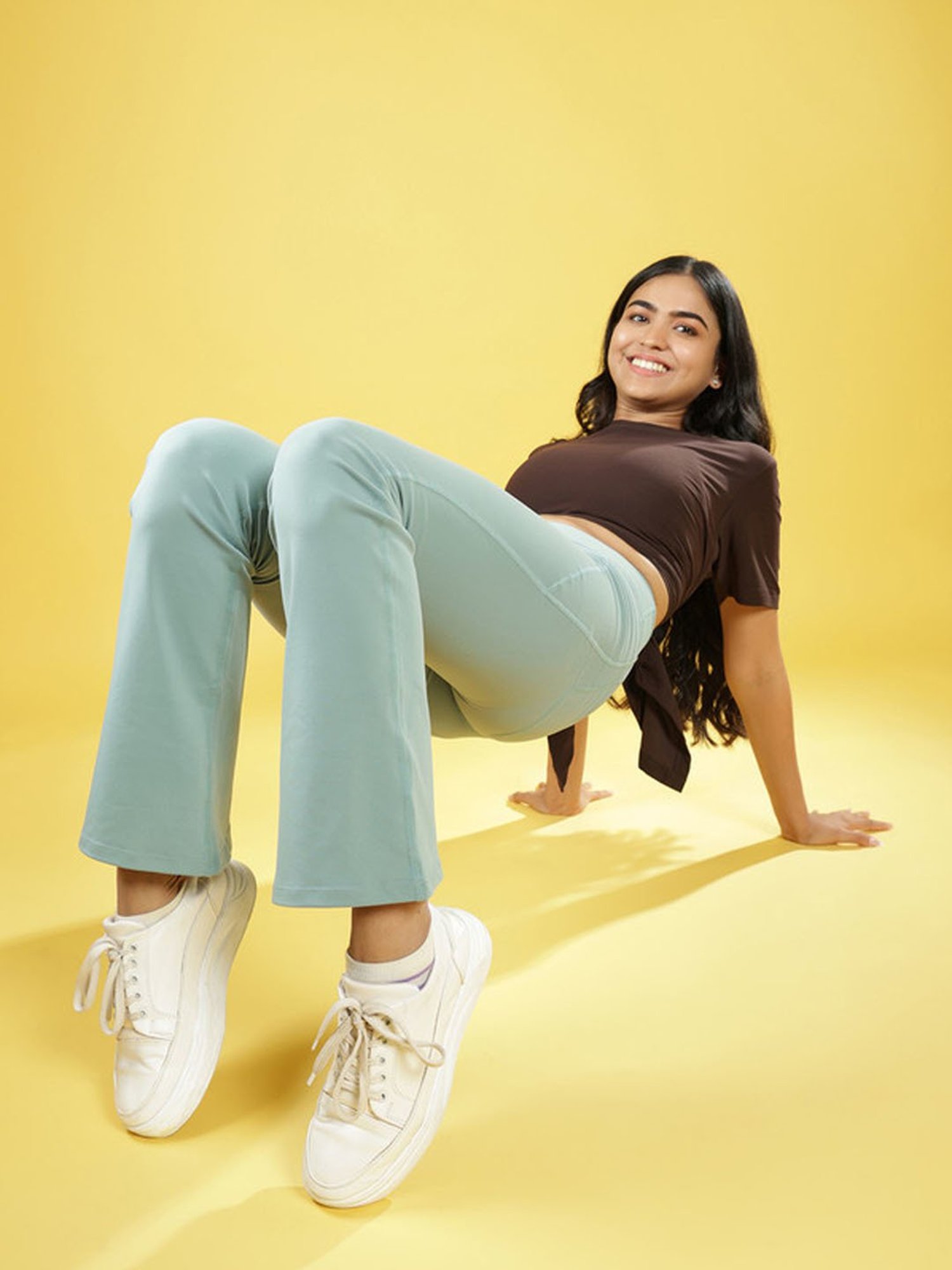 BlissClub Mint Green Flare Fit Tights