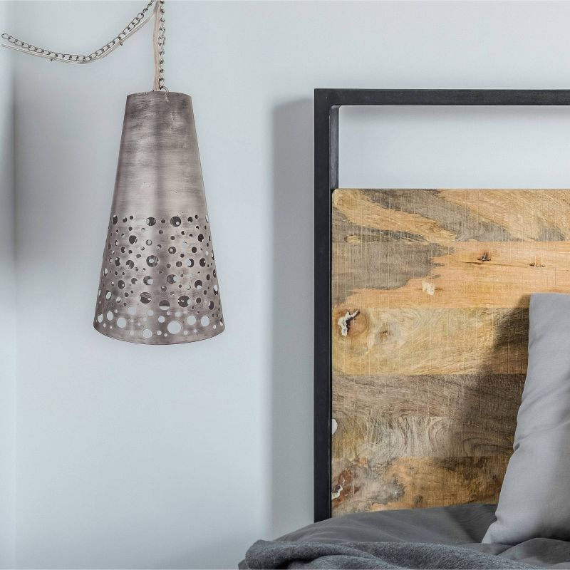 12.75" Metal Bubble Pierced Cone Pendant - River of Goods