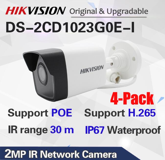Hikvision DS-2CD1023G0E-I Network 2MP 1080P Fixed 2.8mm Lens IR Full HD Bullet IP Camera(1-Pack)