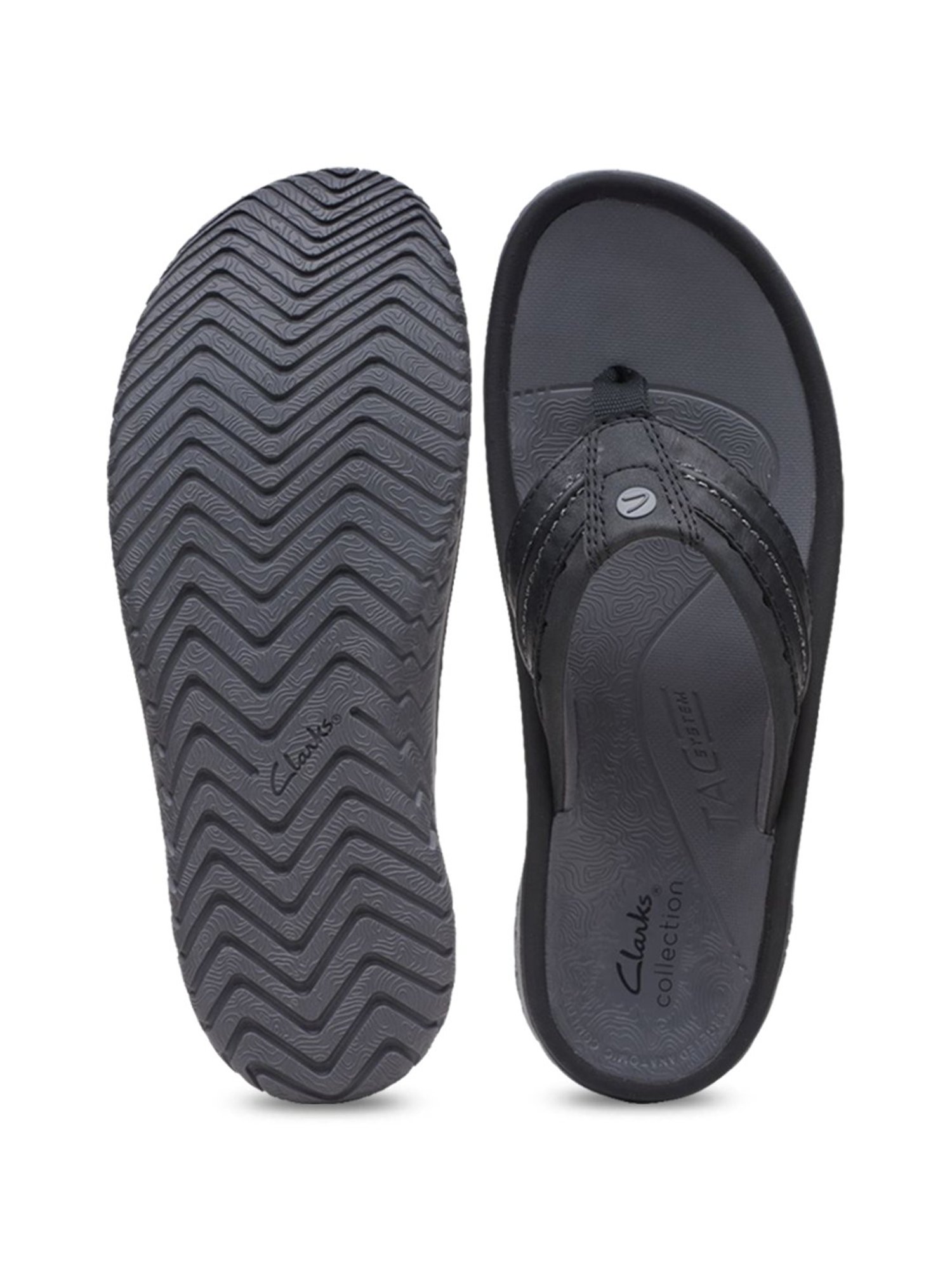Clarks Men's Wesley Post Black Thong Sandals
