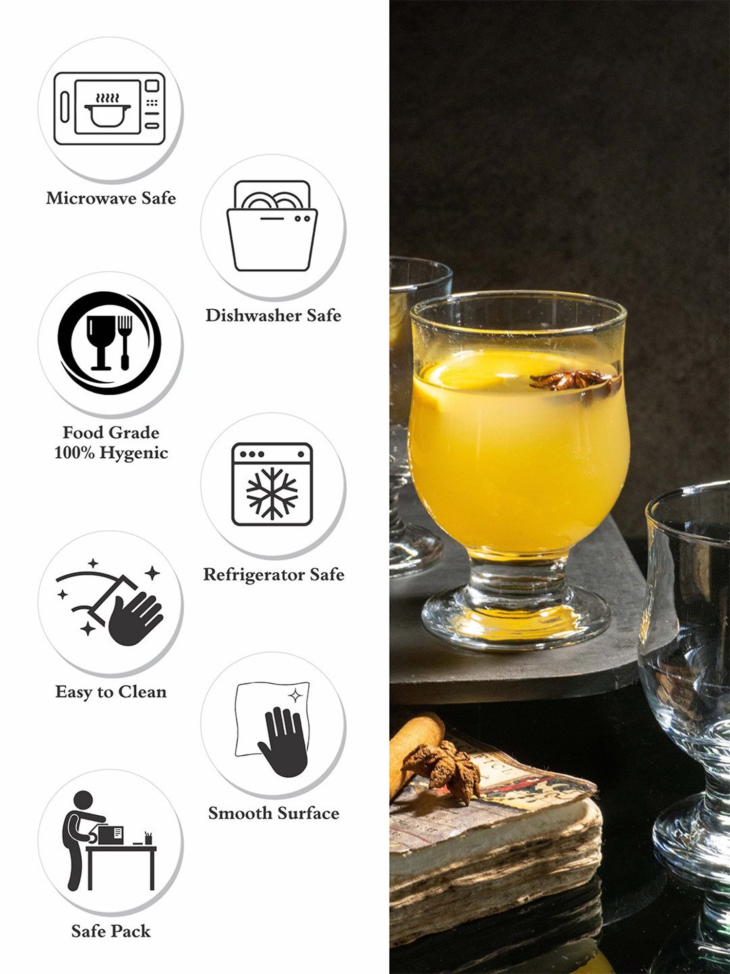 ROXX Transparent Glass Everyday Glasses - Set of 6 (240ml)