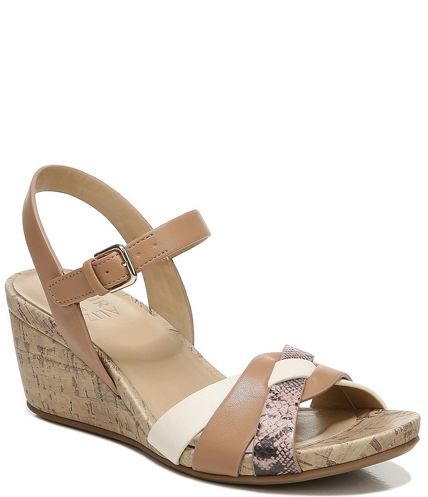 Naturalizer Adelina Snake Print Ankle Strap Wedge Sandals