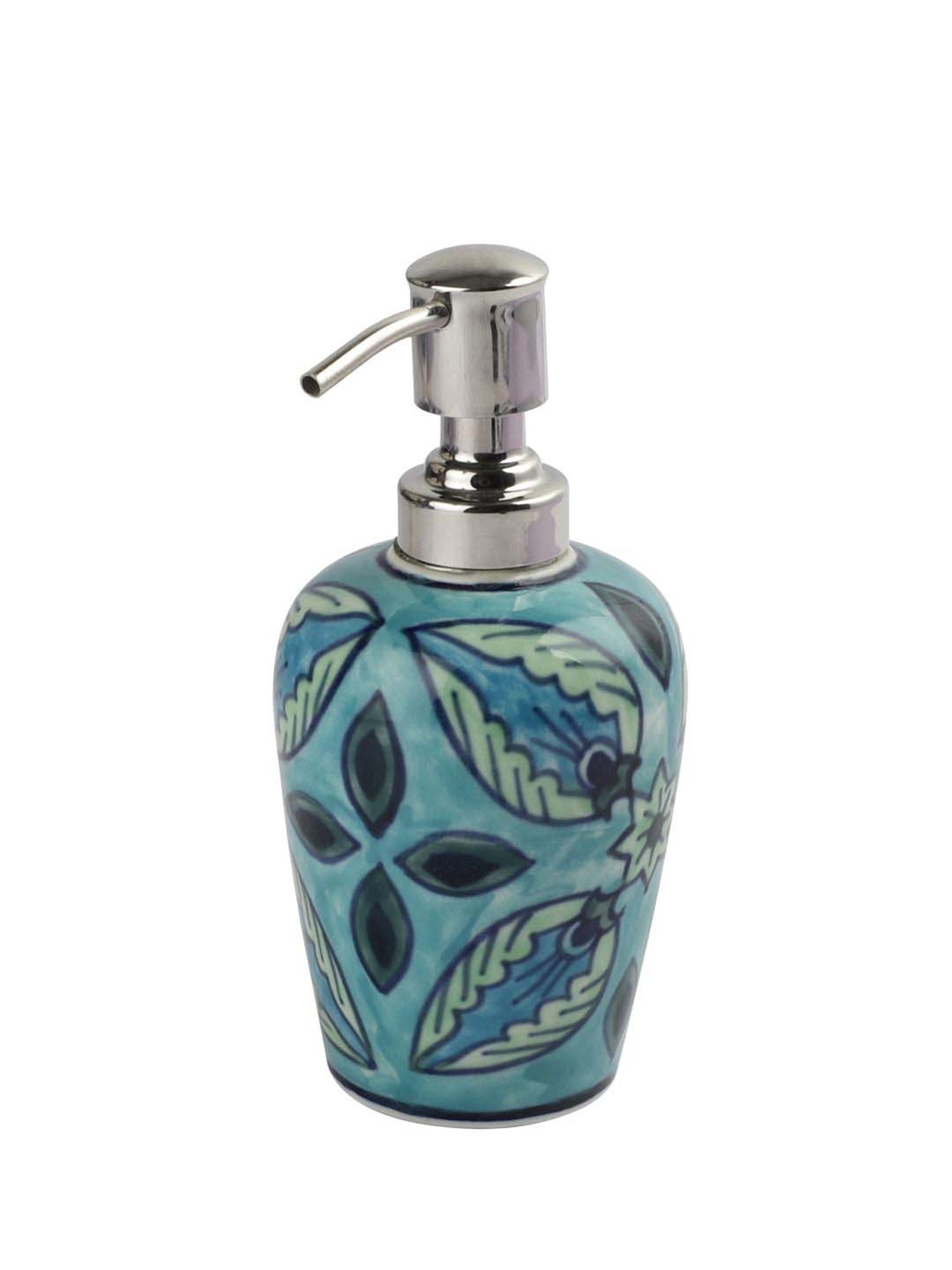 VarEesha Vrinda Teal Blue Ceramic Taper Soap Dispenser (0.3 L)