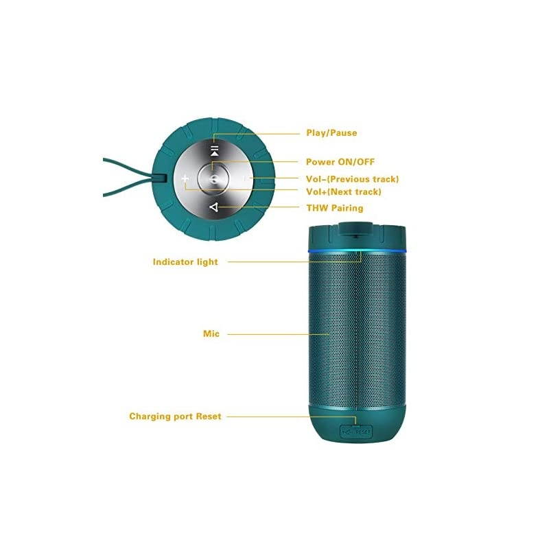 Waterproof Bluetooth Speakers Outdoor Wireless Portable Speaker with 20 Hours Playtime Superior Sound for Camping Beach Sports Pool Party Shower Malachite Green