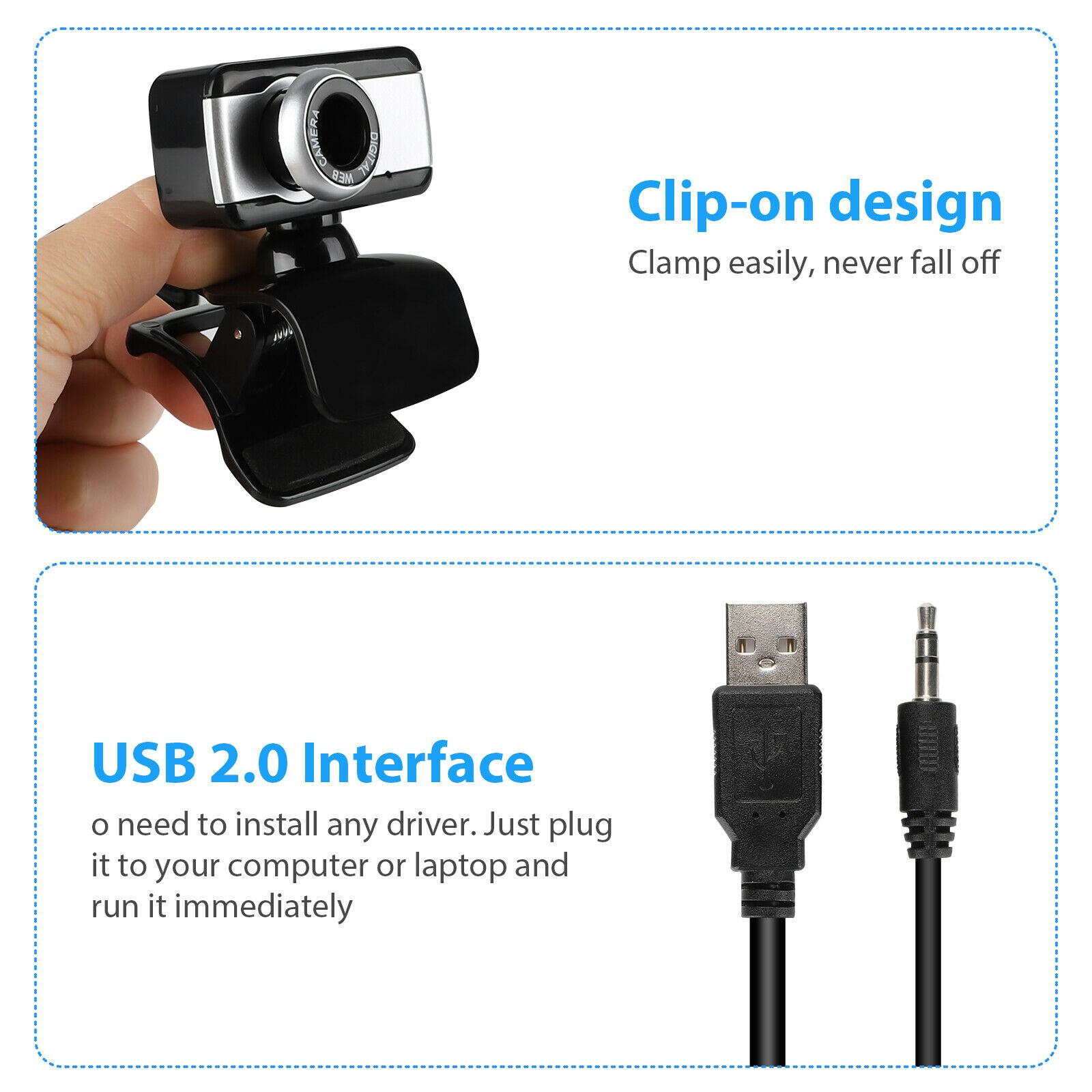 Rotatable USB 2.0 HD Webcam Camera w/Microphone Mic For Laptop Desktop Computer