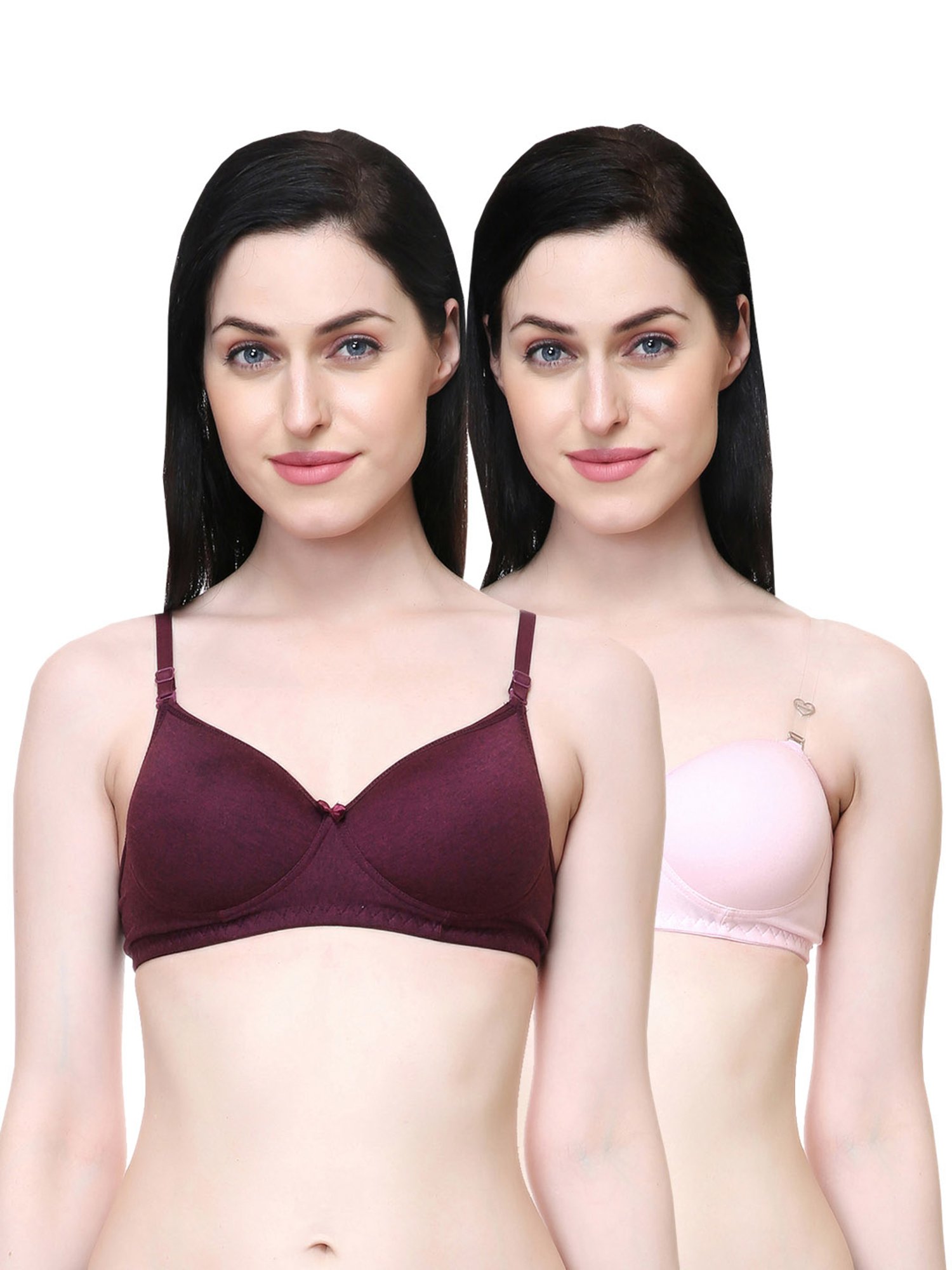 Lady Lyka Multicolor Non Wired Padded T-Shirt Bra (Pack Of 2)