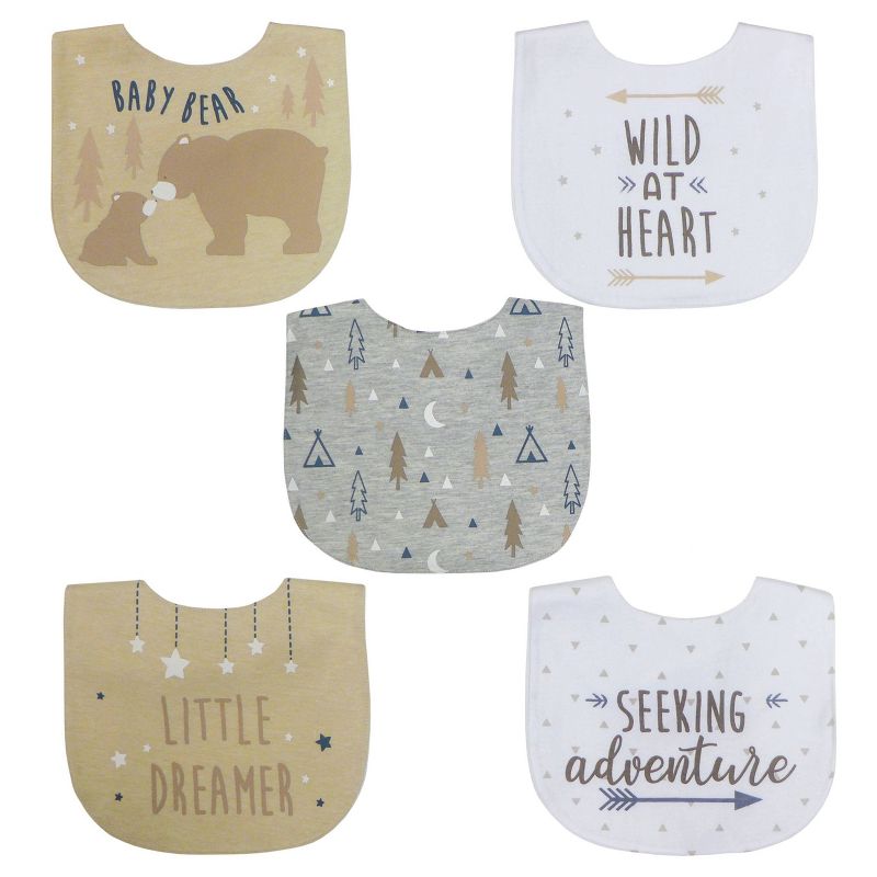 Neat Solutions Boy Aspirational Sayings Printed Water-Resistant Lined Infant Bib Set - 5pk