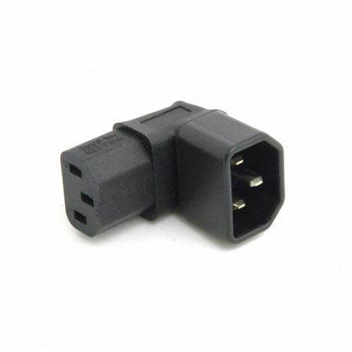 Cablecc  IEC Male C14 to Down Right Angled 90 Degree IEC Female C13 Power Extension Adapter