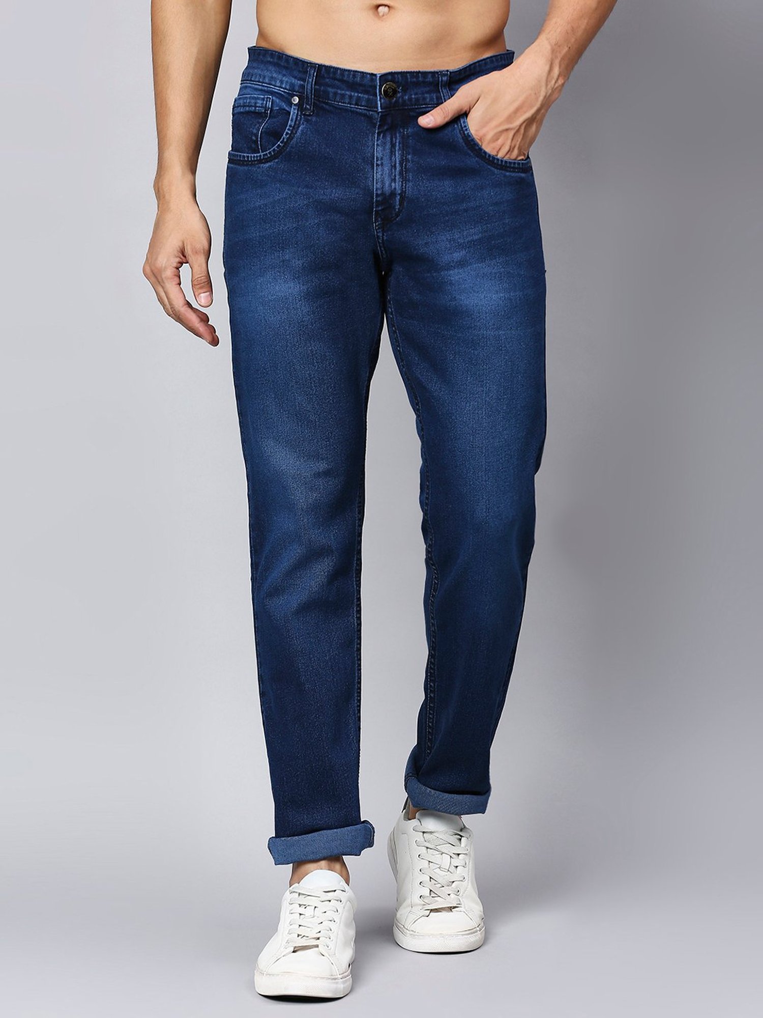 Thomas Scott Blue Regular Fit Lightly Washed Jeans