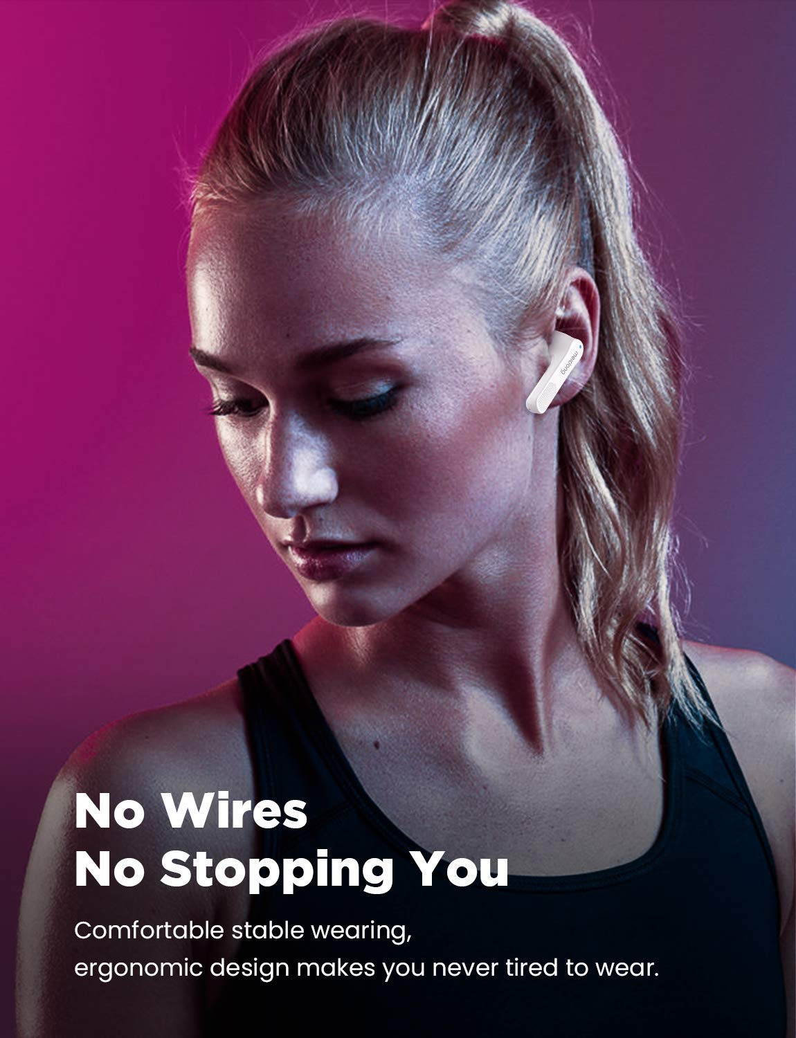 Wireless Earbuds, Meidong Bluetooth Earbuds Headphones V5.0 KY-06 in-Ear Earphones with Premium Sound and Deep Bass Smart Touch Control Built-in Mic Waterproof IPX6 Rchargable Charging Case [Upgraded]