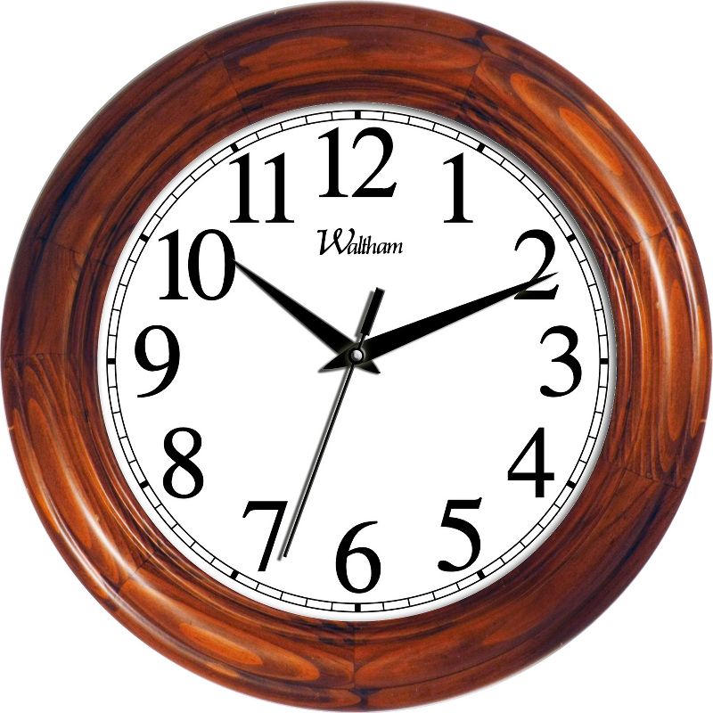 12" Round Pine Wall Clock Waltham