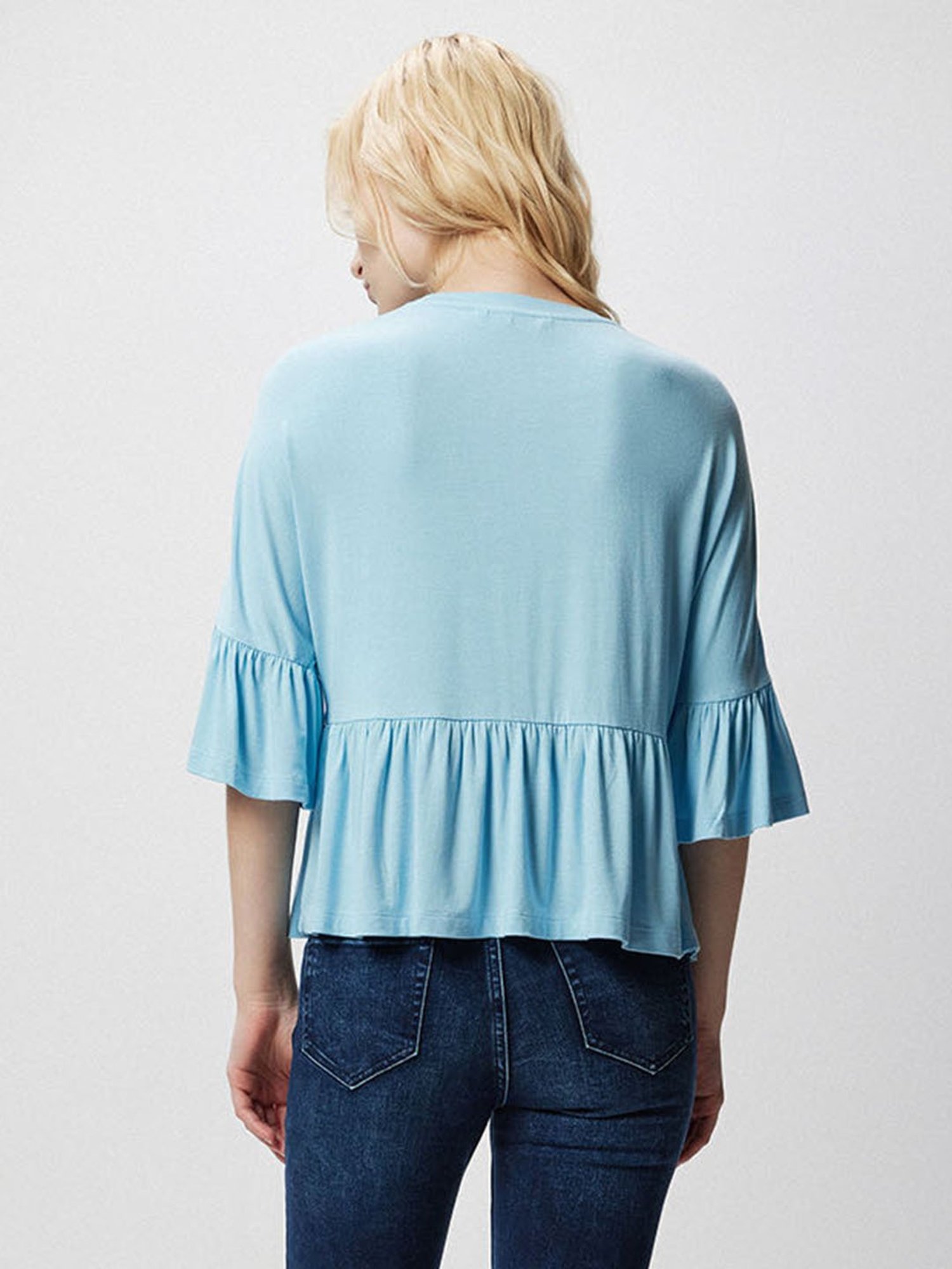 Cover Story Blue Peplum Top