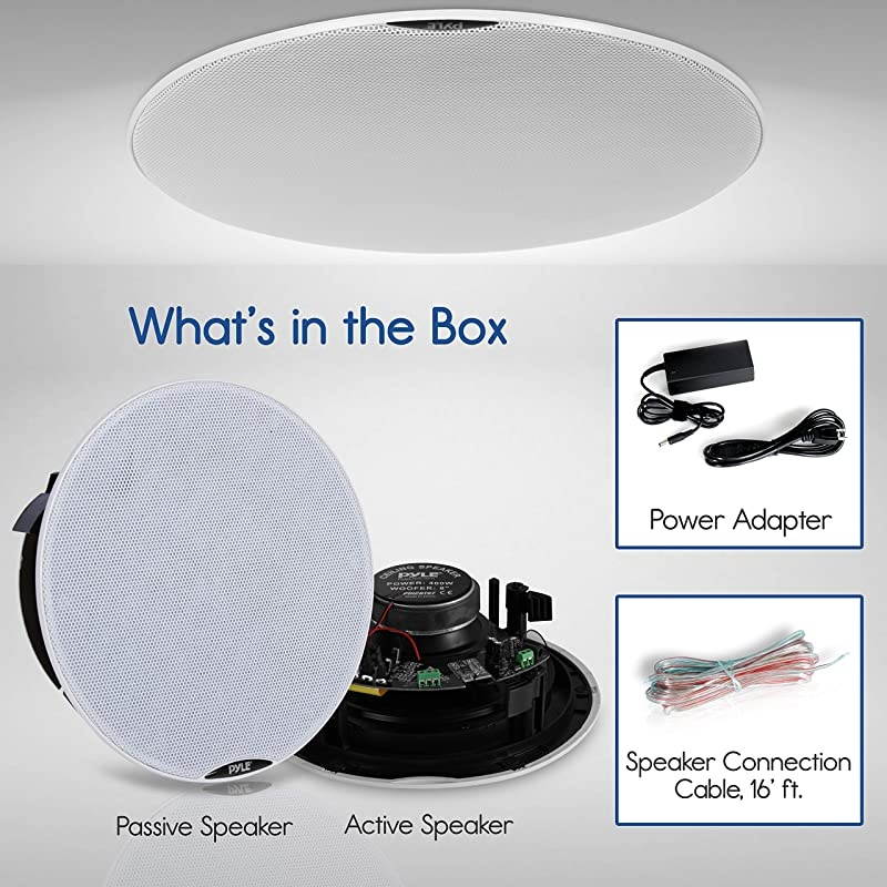 Pair 65 Bluetooth Universal Flush Mount inWall inCeiling 2Way Speaker System Dual Polyprone Cone amp Polymer Tweeter Stereo Sound 300 Watts PDICBT67
