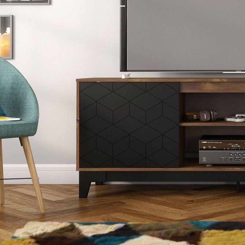 Hexagon 2 Door TV Stand for TVs up to 72" Black/Truffle - Nexera