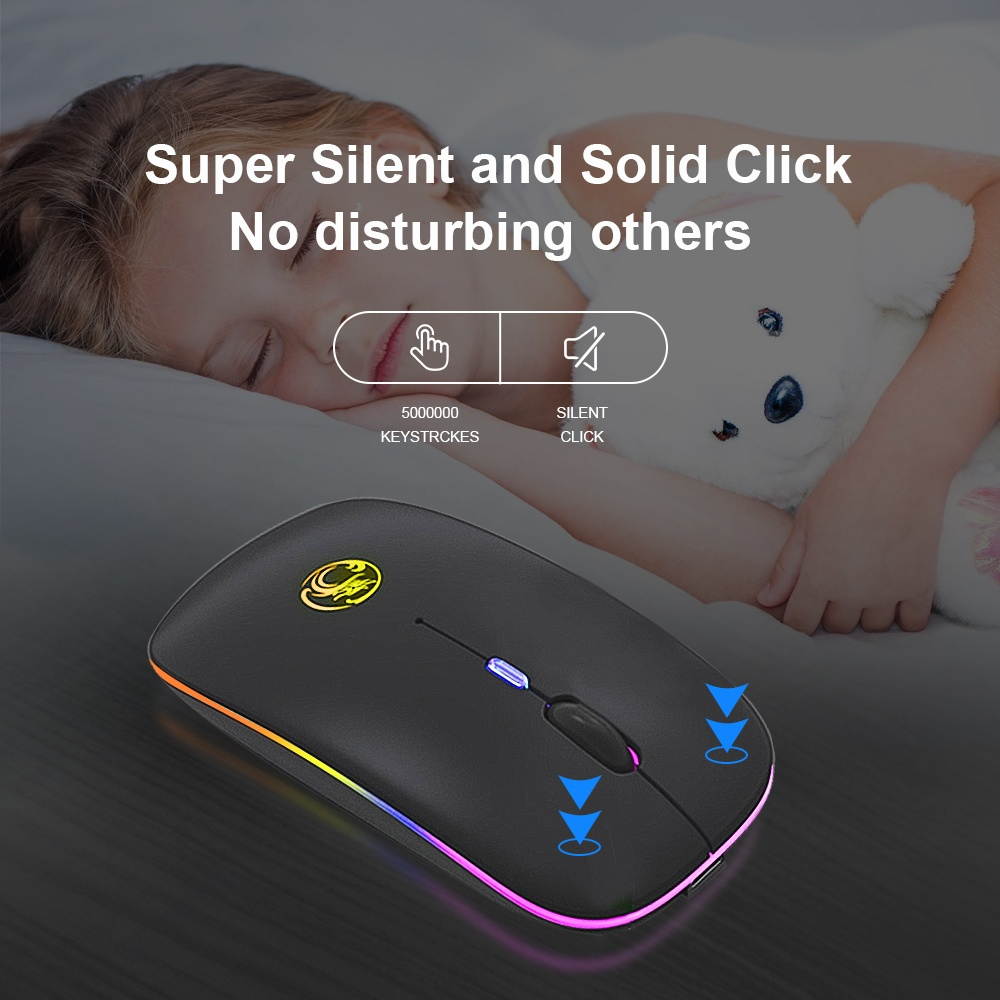 Wireless Mouse RGB Bluetooth Computer Mouse Gaming Silent Rechargeable Ergonomic Mause With LED Backlit USB Mice For PC Laptop