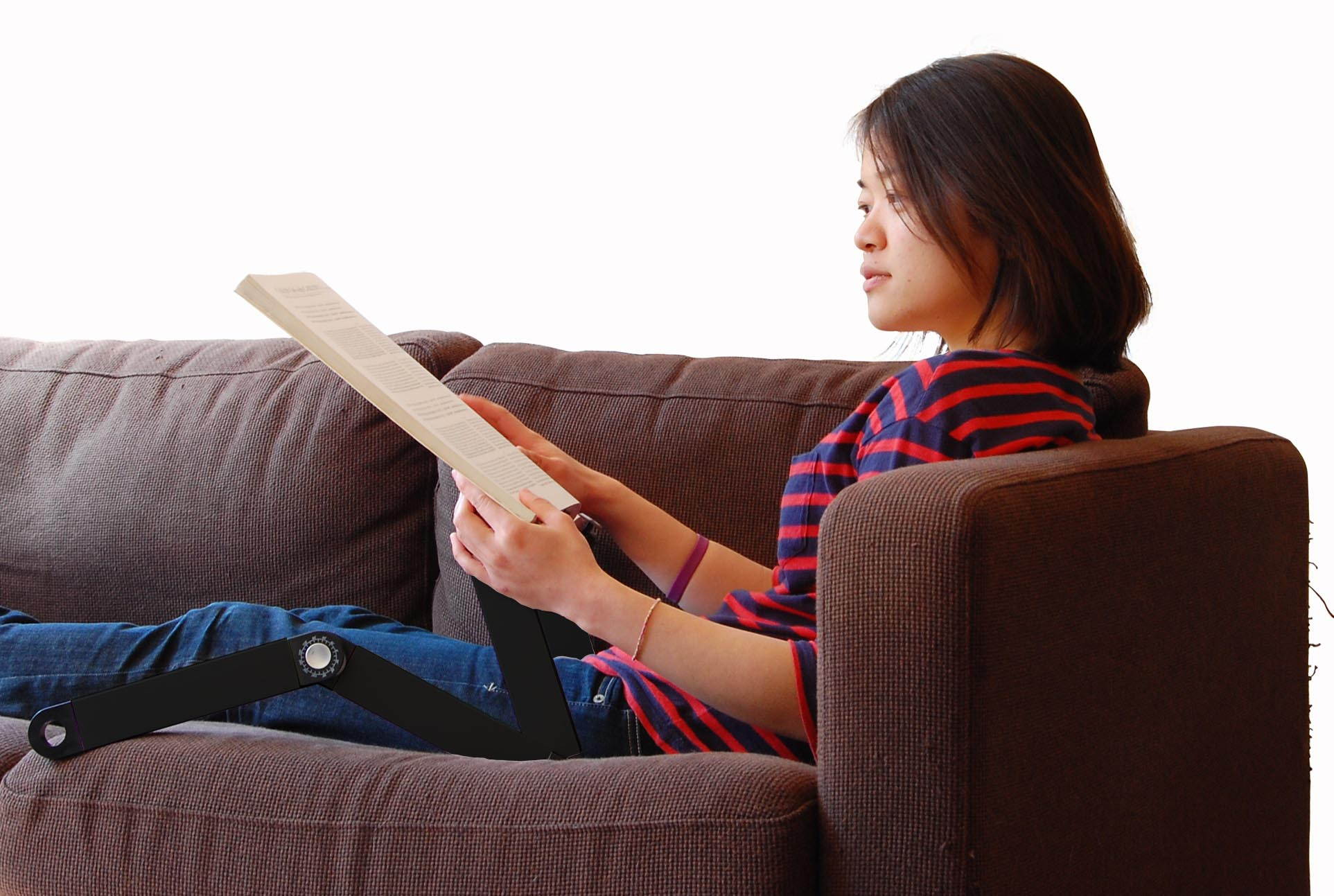 Adjustable Height and Angle Ergonomic Book Holder reading textbook stand for big heavy books studying in bed couch sitting standing at a desk tablet document laptop durable lightweight aluminum,Silver