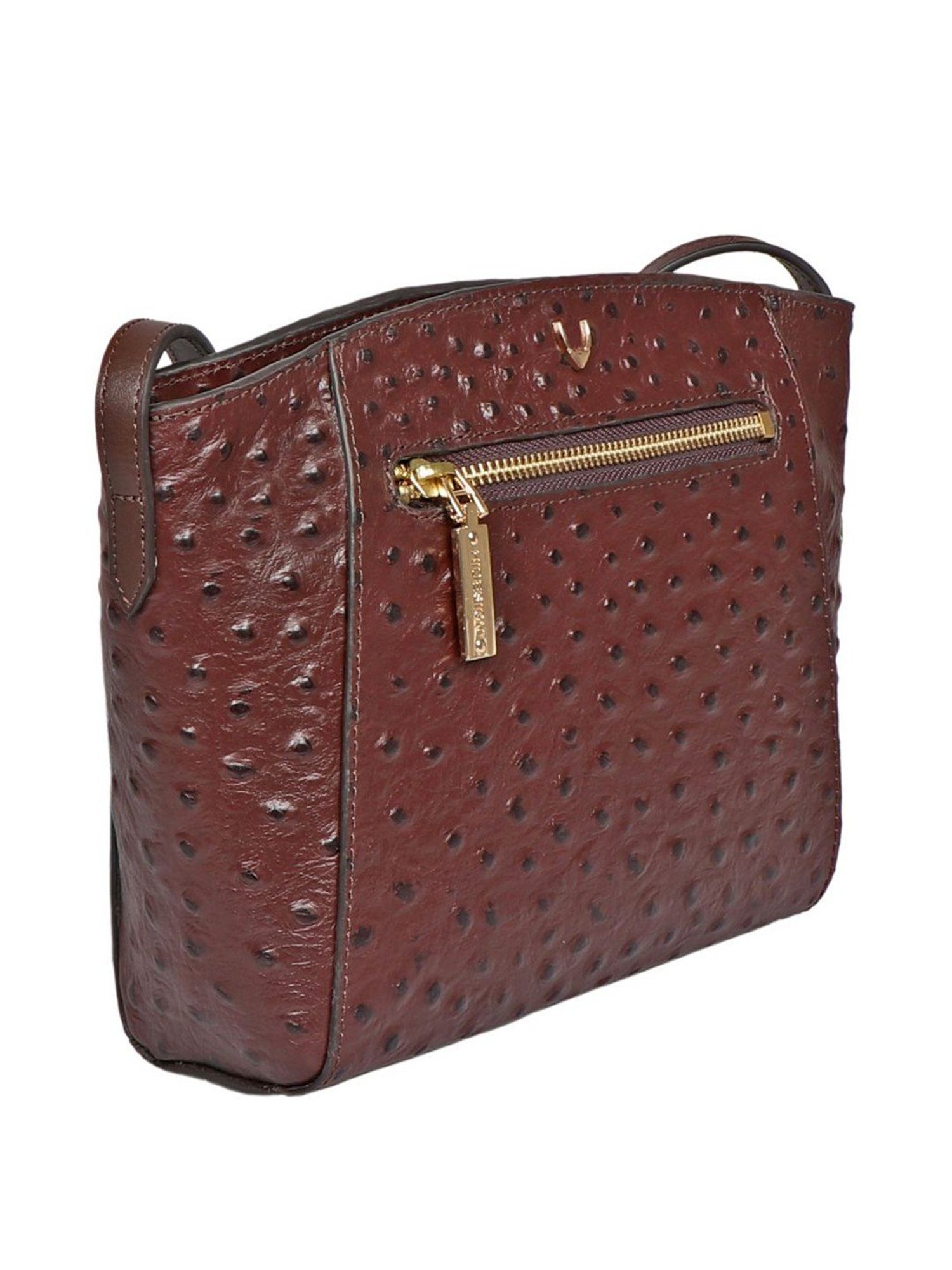 Hidesign Brown Textured Medium Sling Handbag