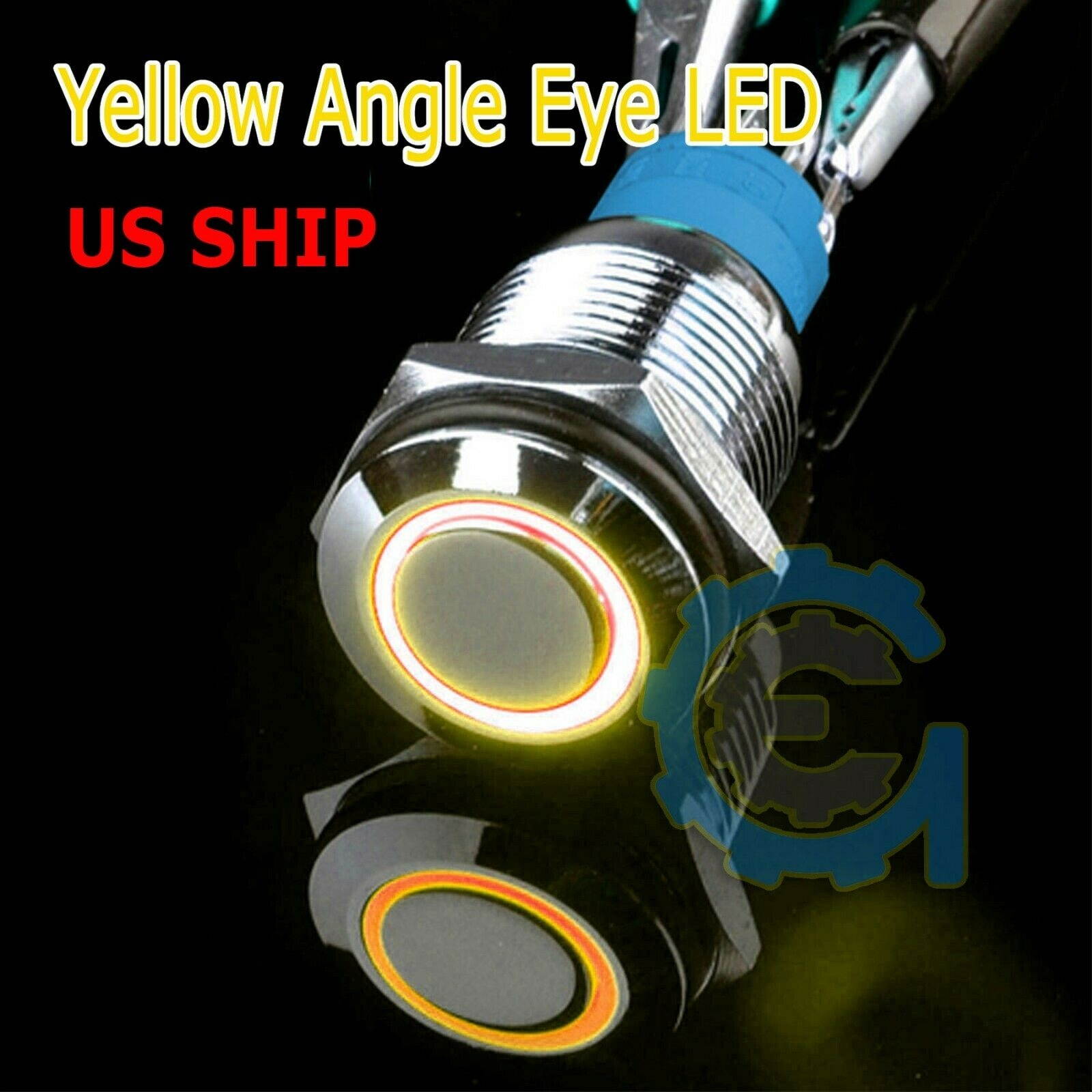 Durable 12V Led 16mm Car Momentary Push Button Amber Angel Eye Metal  Switch