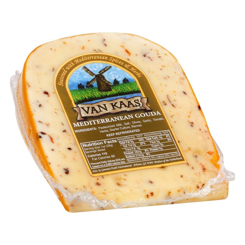 Van Kaas Mediterranean Gouda Cheese Wedge - 7oz