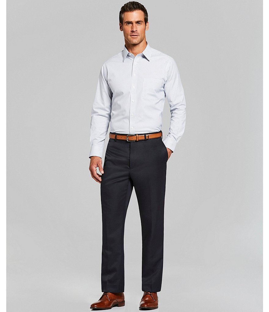 Hart Schaffner Marx Plaid Flat-Front Trouser Pants