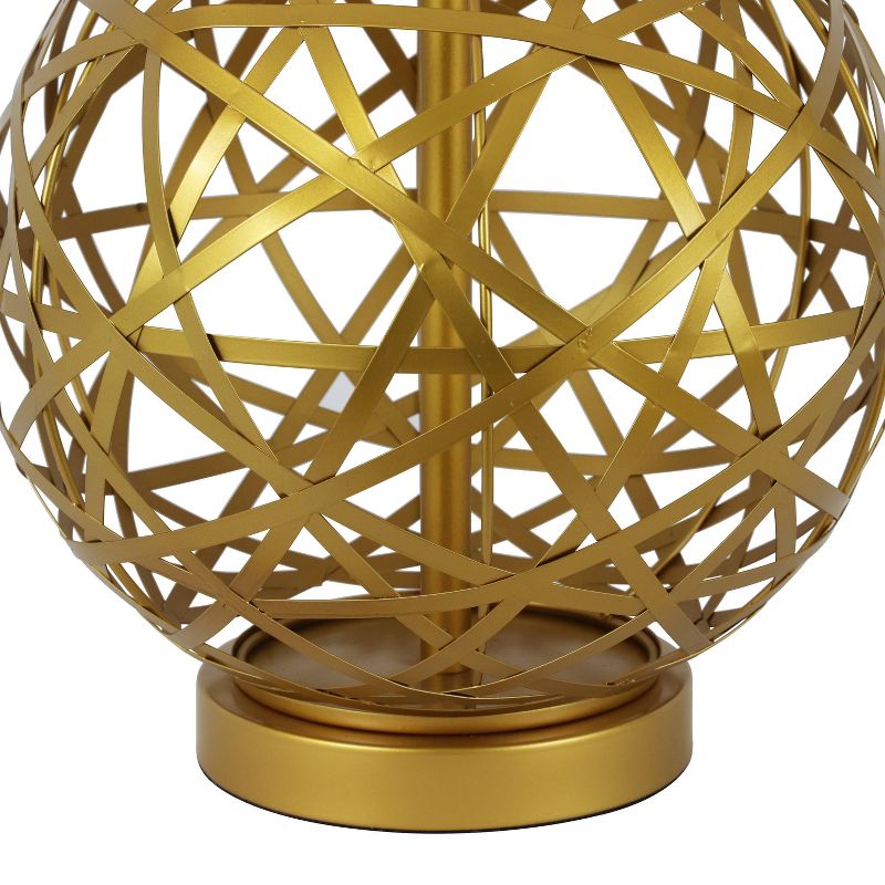 21" Strapped Steel Ball Table Lamp Antique Gold - Decor Therapy