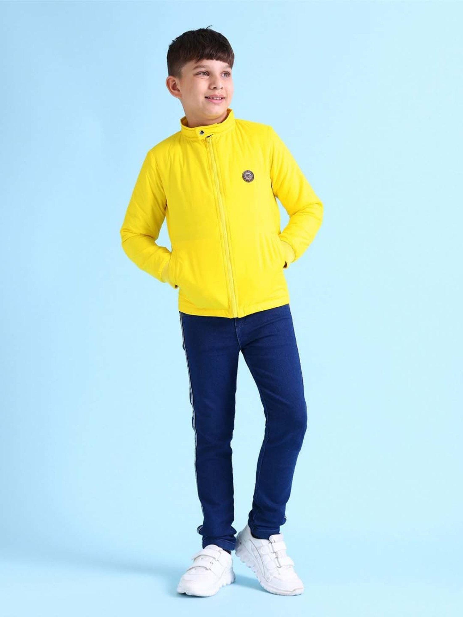 Allen Solly Junior Navy & Green Color Block Full Sleeves Jacket
