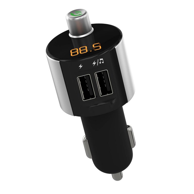Just Wireless Wireless Bluetooth FM Transmitter with 3.4A/17W 2-Port USB Car Charger  - Black