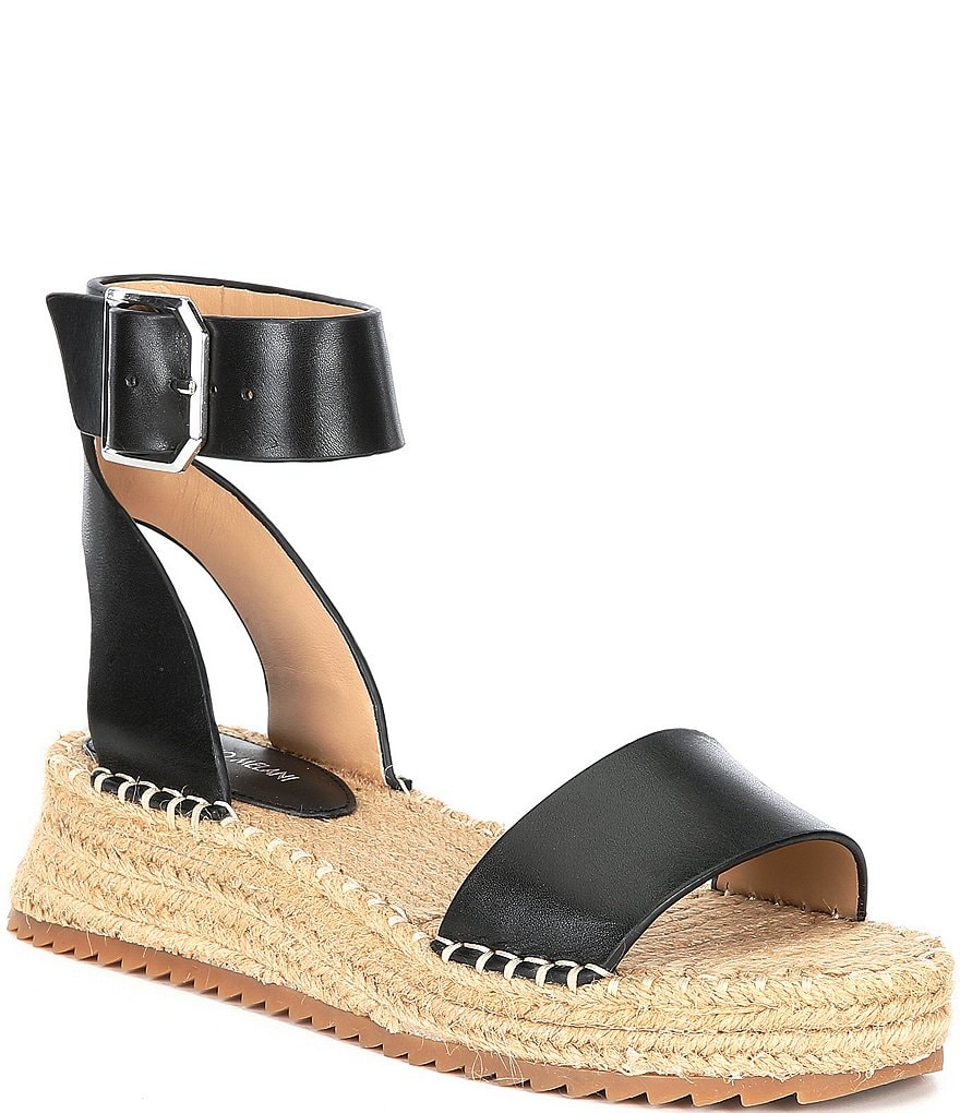 Antonio Melani Fosterr Leather Ankle Strap Espadrille Wedges