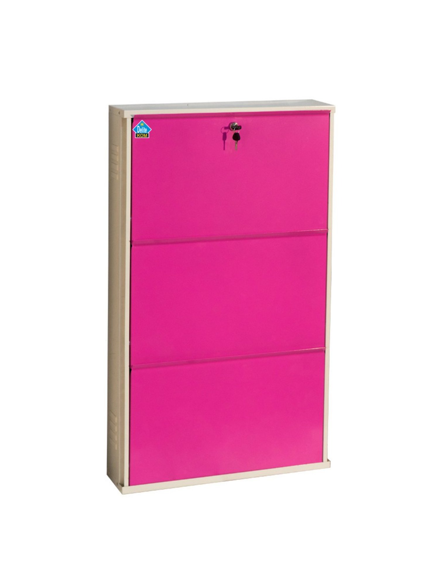 Delite Kom Metal Shoe Rack - 24" 3 Shelf, Ivory Pink, PowderCoat, Wall Mount, DIY