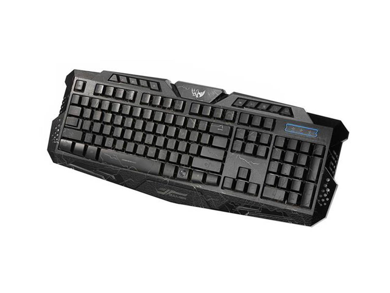 A878 114-Key LED Backlit Wired USB Gaming Keyboard with Cracking Pattern Black
