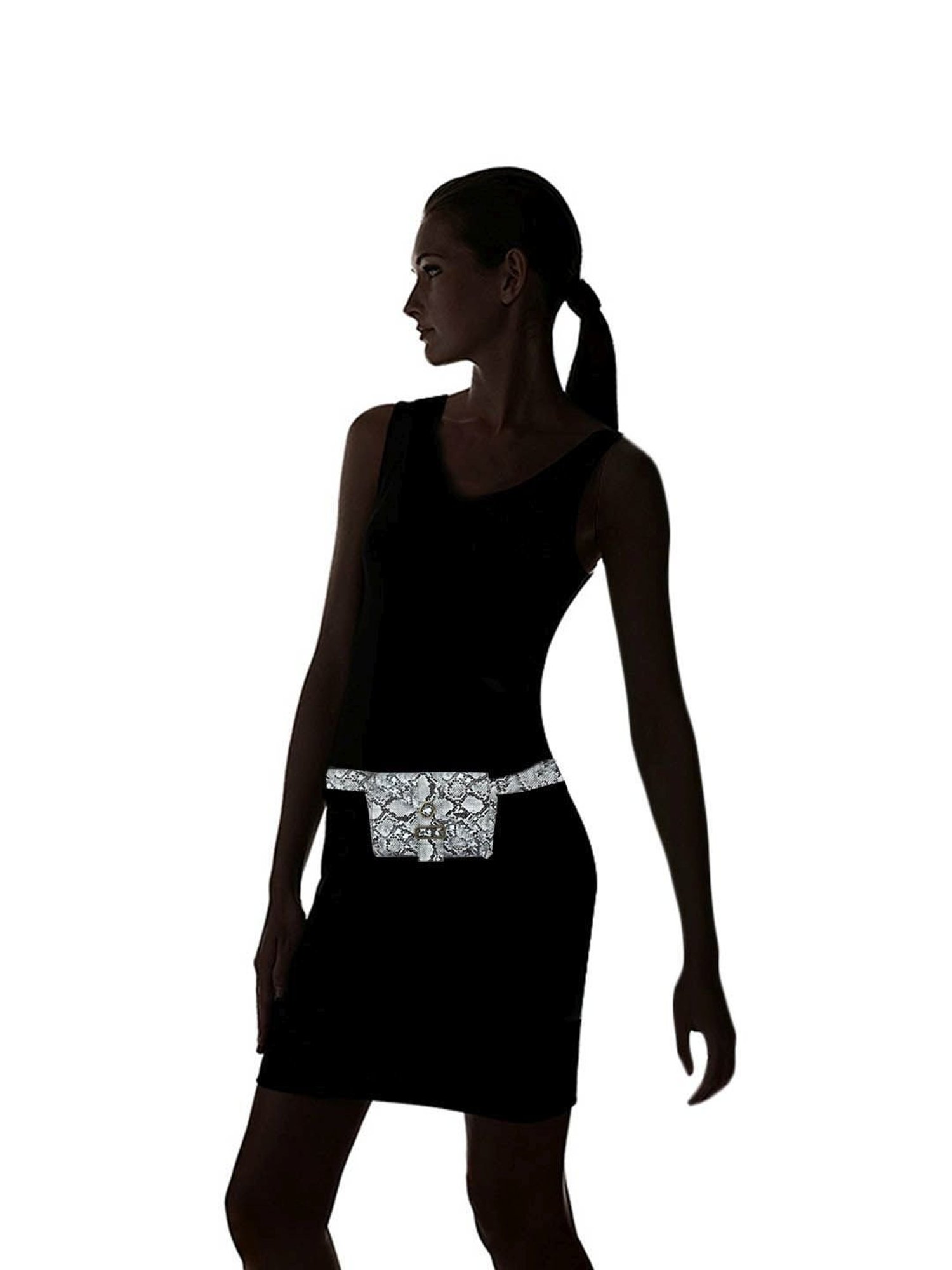 Spice Art White & Black Textured Waist Pouch