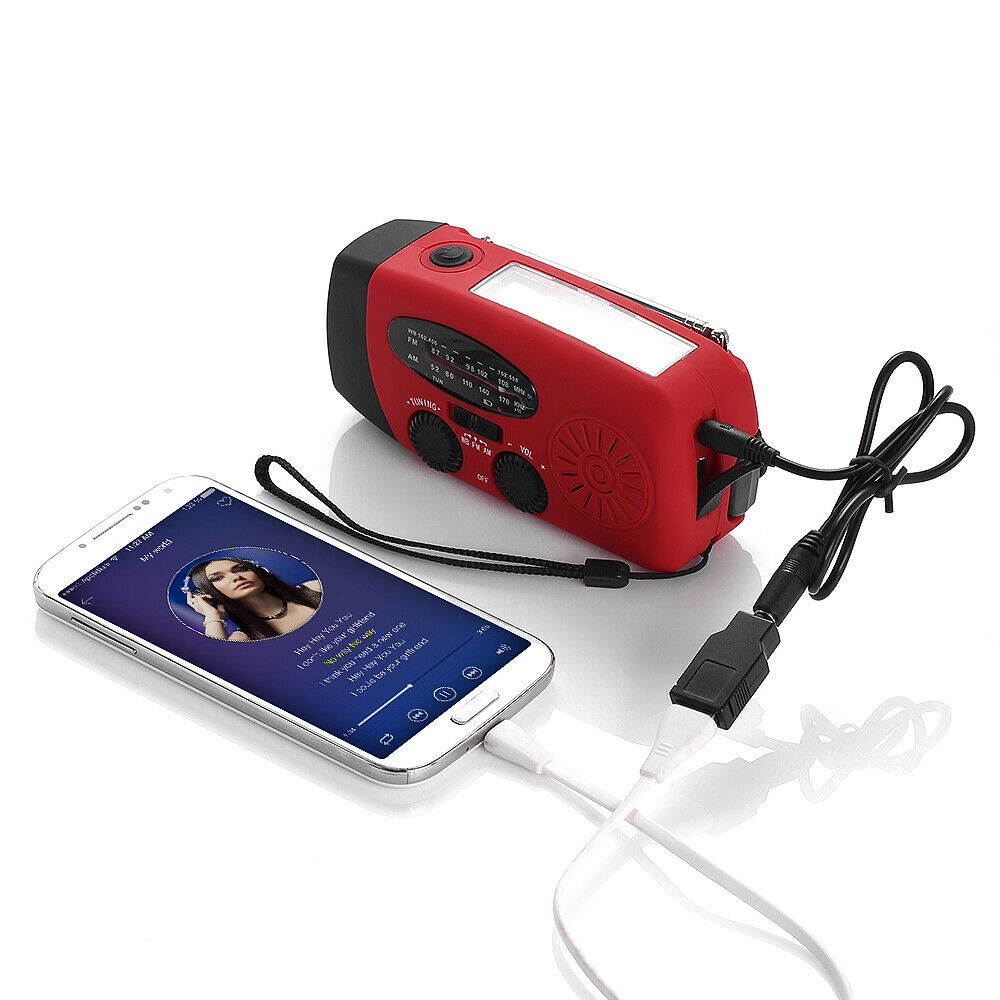 KA340 5Way Powered Rechargeable LED Camping Lantern Emergency AMFMSW NOAA Weather Alert Radio with Bluetooth Flashlight 5V USB Mobile Phone Charger MP3 Player Siren Gold