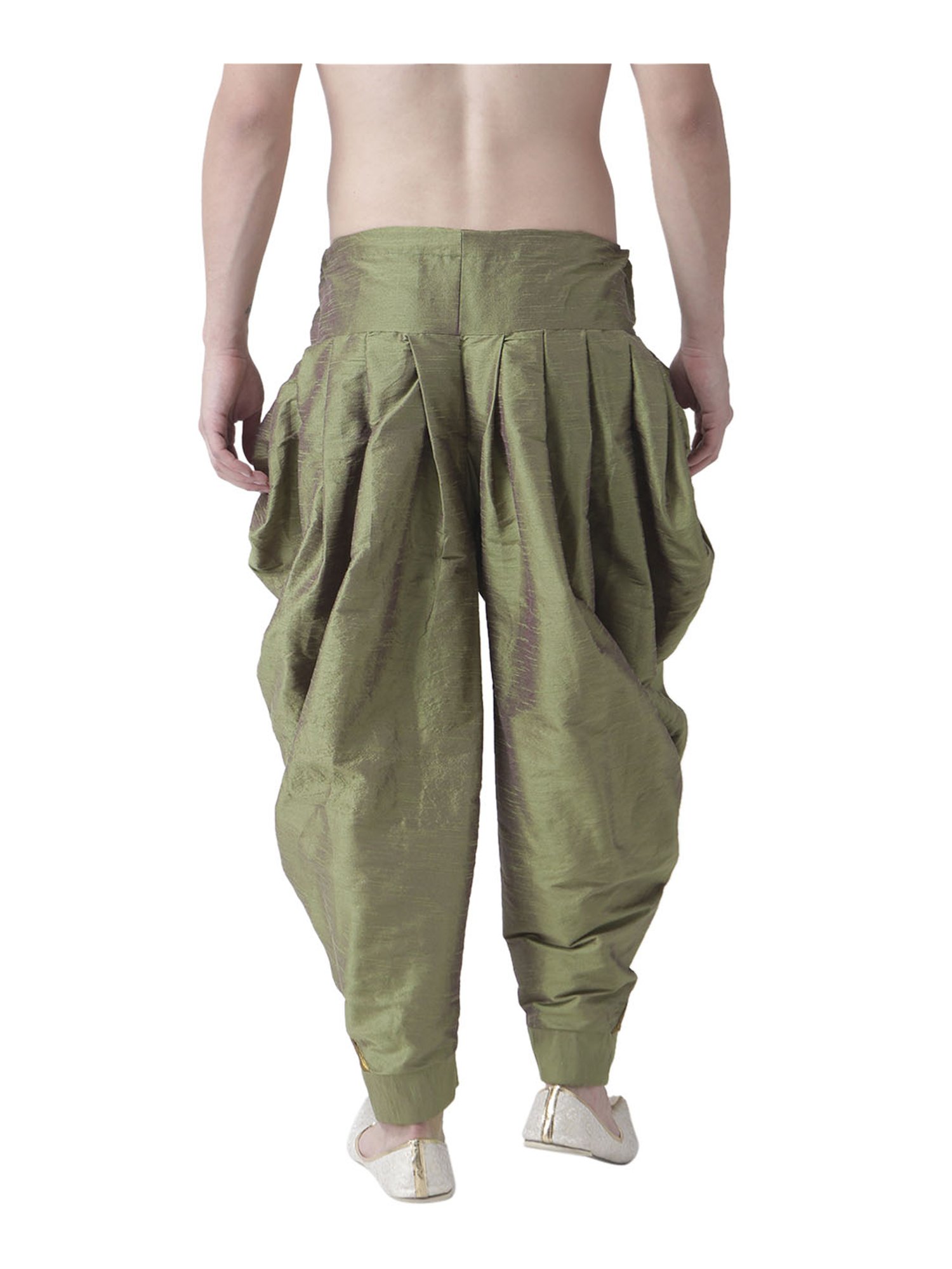 Deyann Olive Silk Regular Fit Patiala Pants