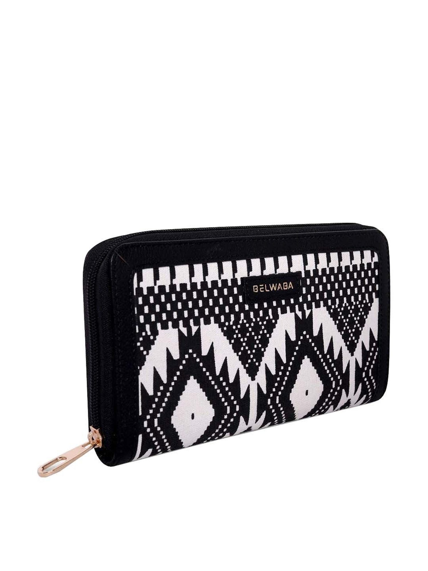 BELWABA Black Printed Zip Around Wallet for Women