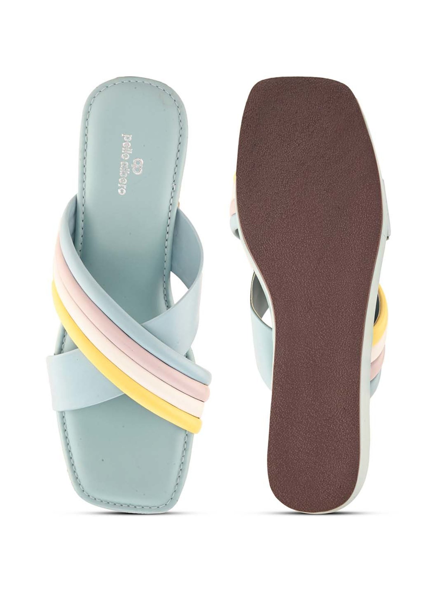 Pelle Albero Women's Blue Cross Strap Wedges