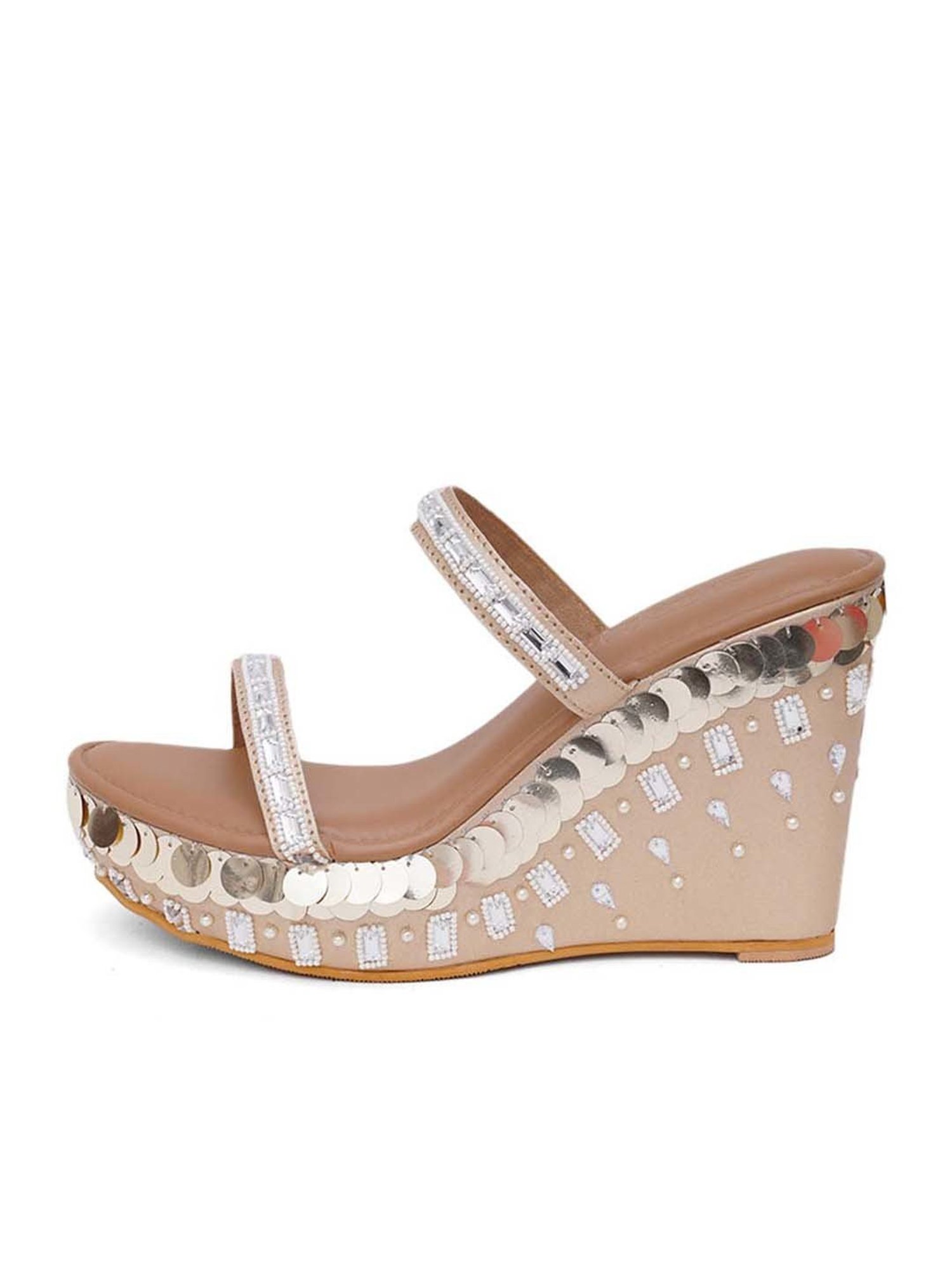 Sole House Women's Gold Ethnic Wedges