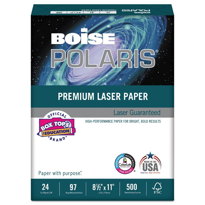 Boise POLARIS Premium Laser Paper 97 Bright 24lb 8 1/2 x 11 White BPL0111