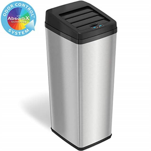 iTouchless IT14SC 52 Liter Touchless Trashcan Square Stainless