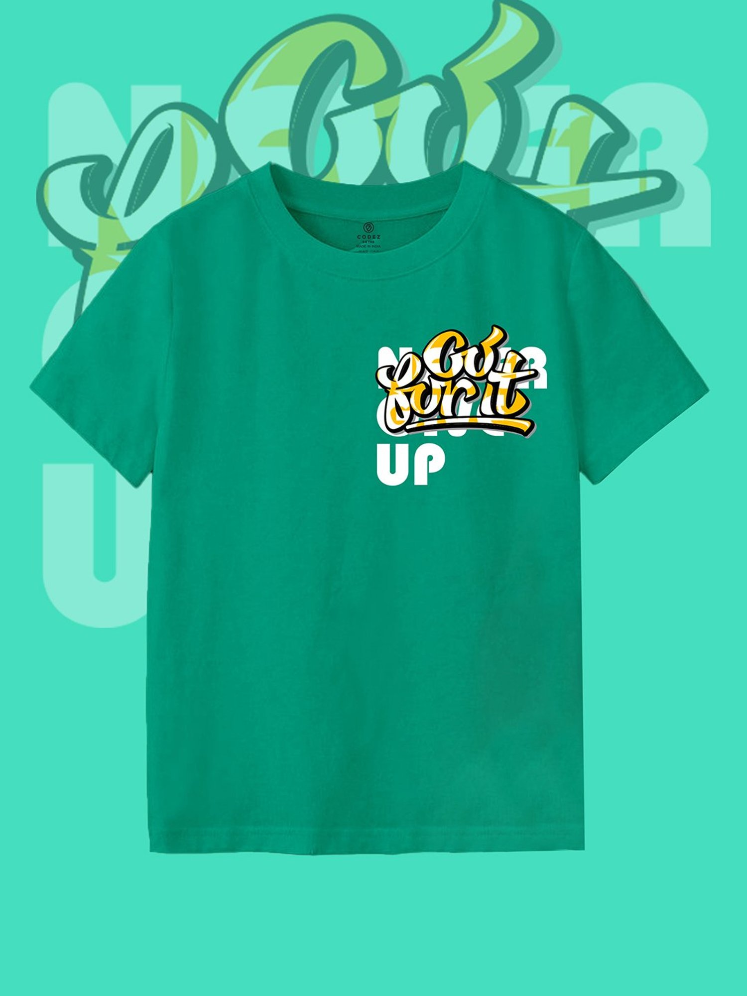 Codez Kids Turquoise Printed T-Shirt