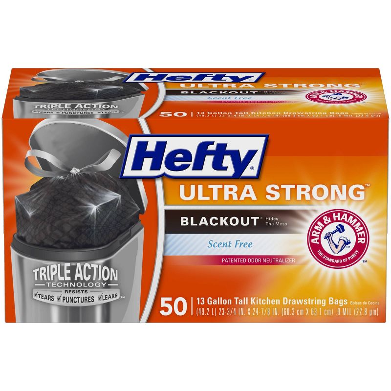 Hefty Strong Extra Large Drawstring Trash Bags - 33 Gallon - 26ct