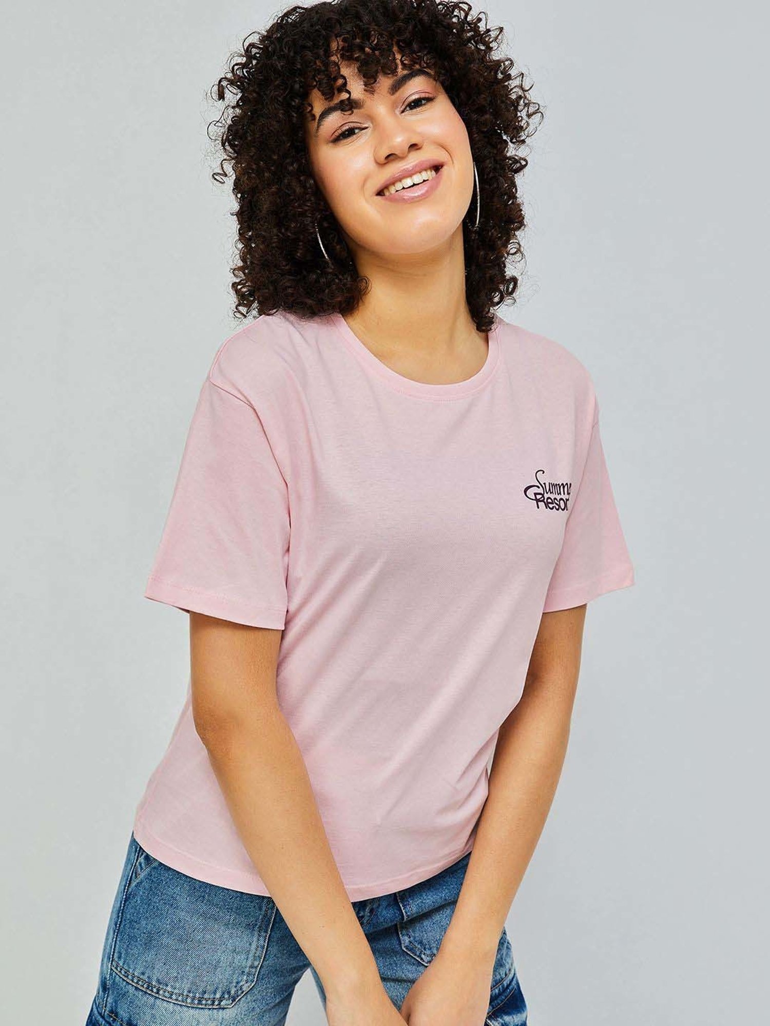 Fame Forever by Lifestyle Lilac Cotton Printed T-Shirt