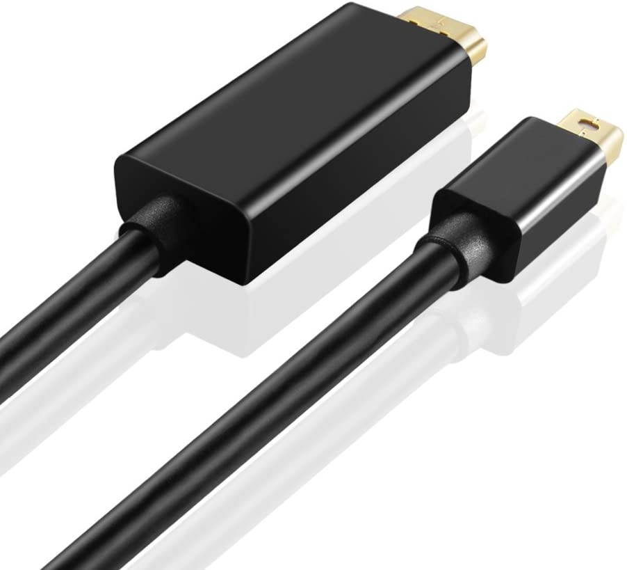 TNP Mini DisplayPort to HDMI Adapter Cable (6FT) - (Thunderbolt 2 Compatible) mDP Mini DP to HDMI Male Connector Port Full HD 1080P Ready Video Audio Converter Wire Cord Plug - Black