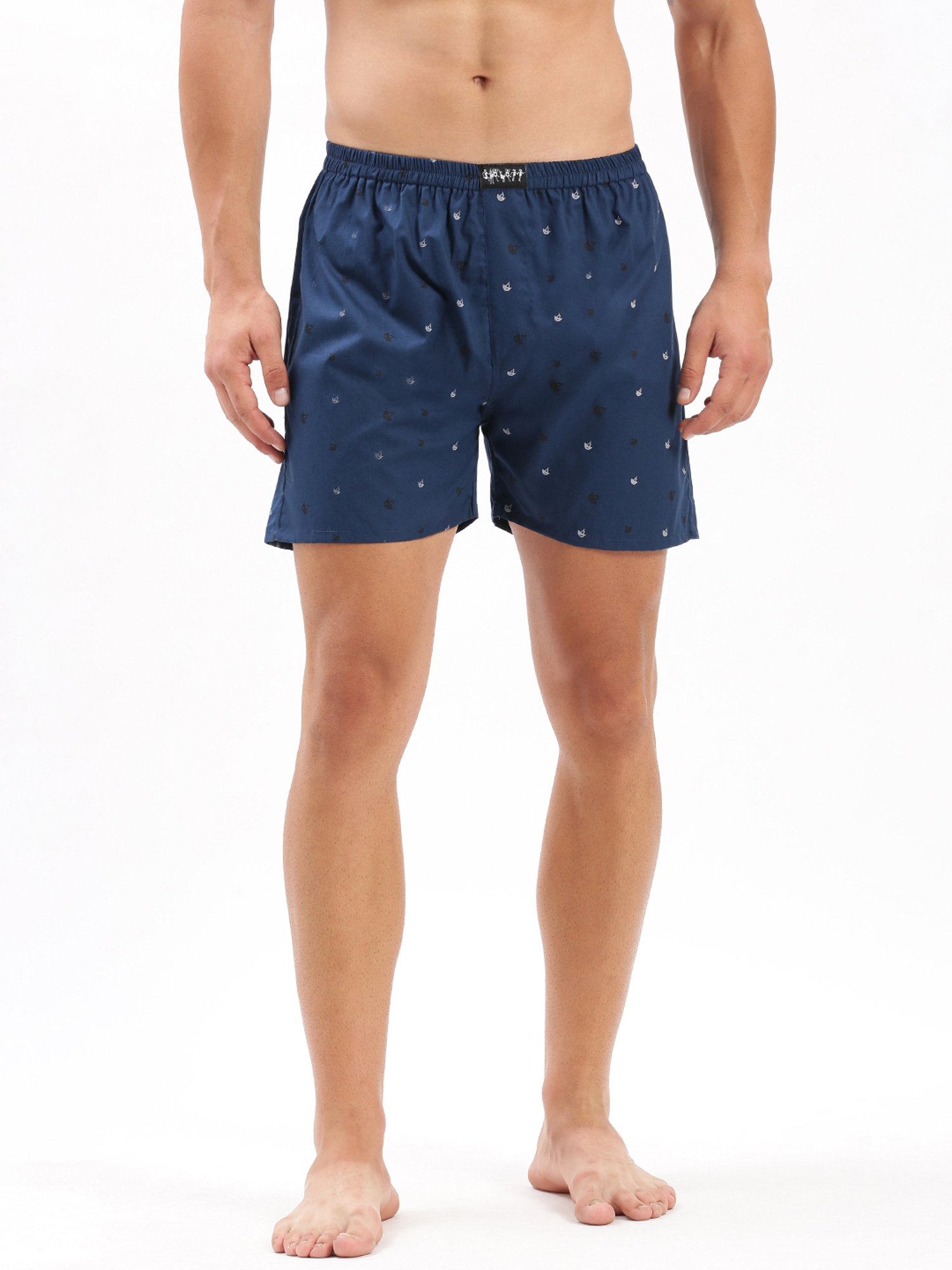 SHOWOFF Navy Slim Fit Printed Cotton Boxers