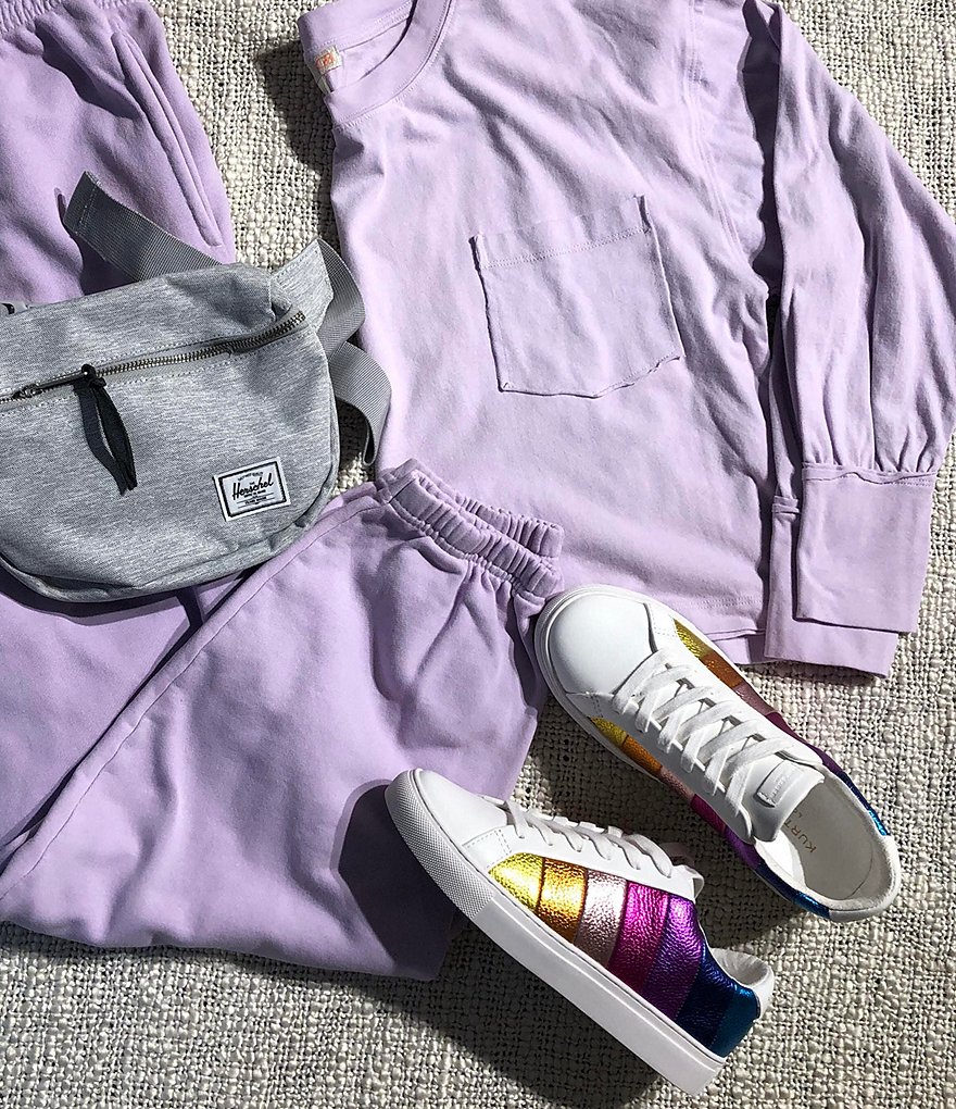 Kurt Geiger London Lane Metallic Rainbow Stripe Lace-Up Sneakers