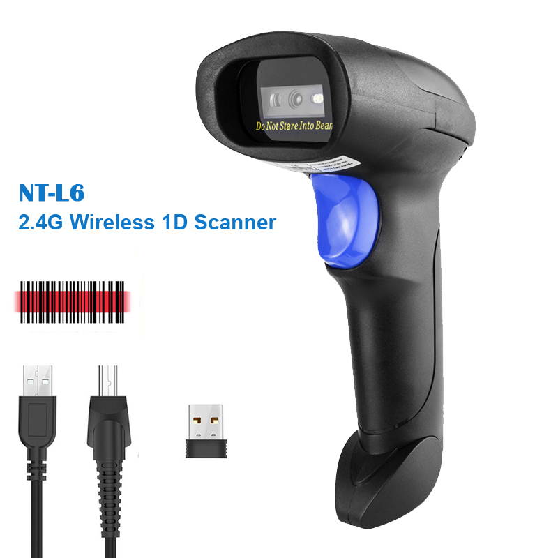 Plugadget 2.4G Wireless 1D CCD Barcode Scanner Reader Bar Code for POS System Supermarket